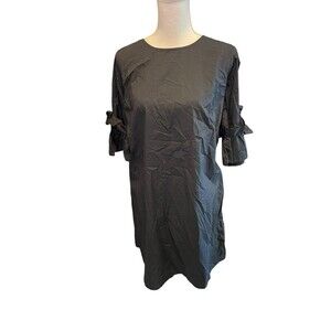 Womens Who What Wear Black Dress Size X-Large Short Ruffle Sleeve with Bows a26